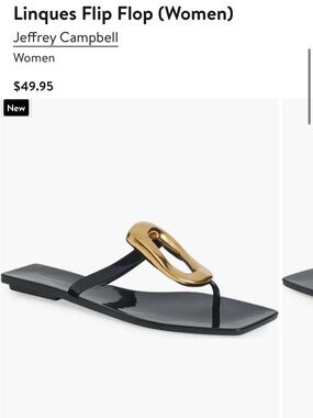 Jeffrey Campbell Linque Sandals Black Gold Statement Buckle Square Toe size 9